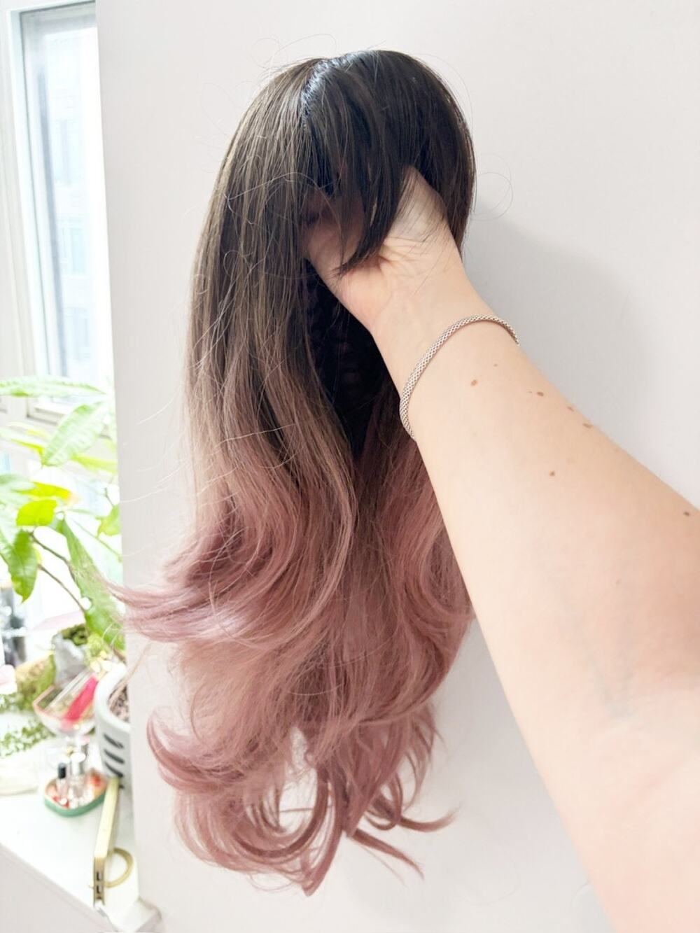 NEW HAIRCUBE Ombre Pink Straight Wig with Bangs